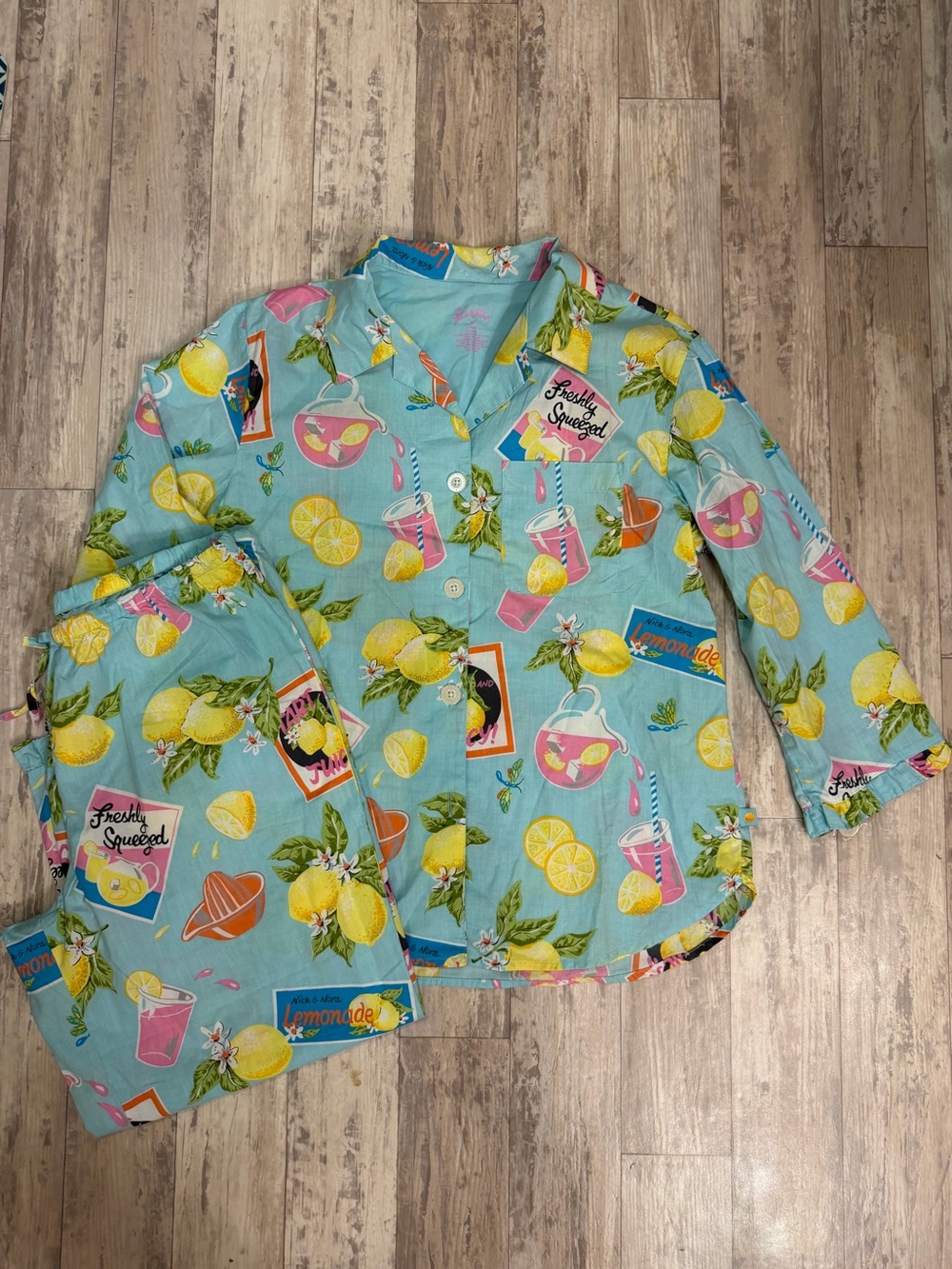 Nick & Nora Lemonade Print Button-Up Pajama Set 🍋